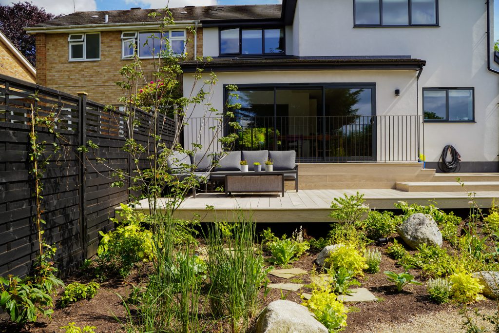 Steve and Rees Landscapes design and build Millboard decking in Chorleywood