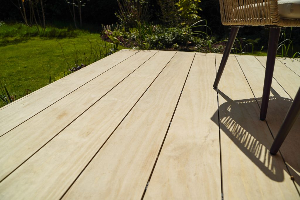 Wide timber decking boards in Accoya