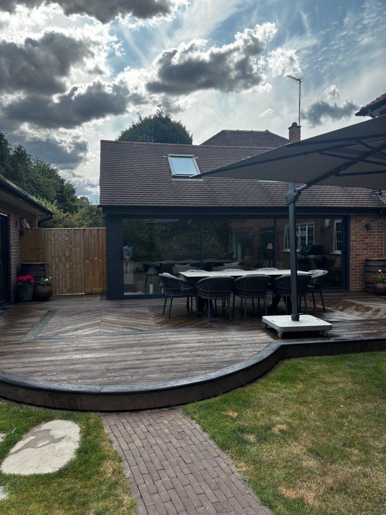 huge curved decking with Millboard composite decking