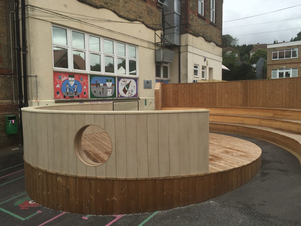 Playground amphitheater decking london